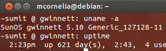 Solaris 10 x86 server named "gwinnett" uptime